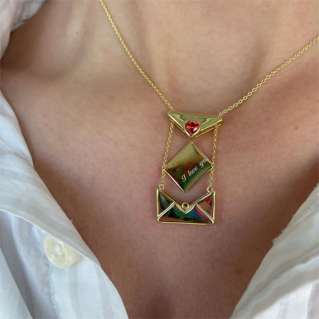 Love you envelope necklace