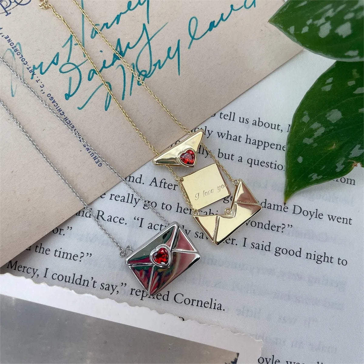 Love you envelope necklace